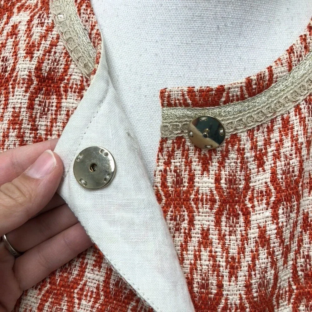 Schneiders Kiana‎ Cotton Tweed Jacket Womens 14 Orange Mid Length Boho Indie